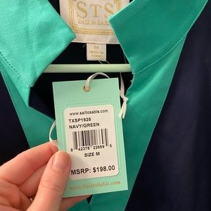 New Green and navy sts sail to sable v-neck dress